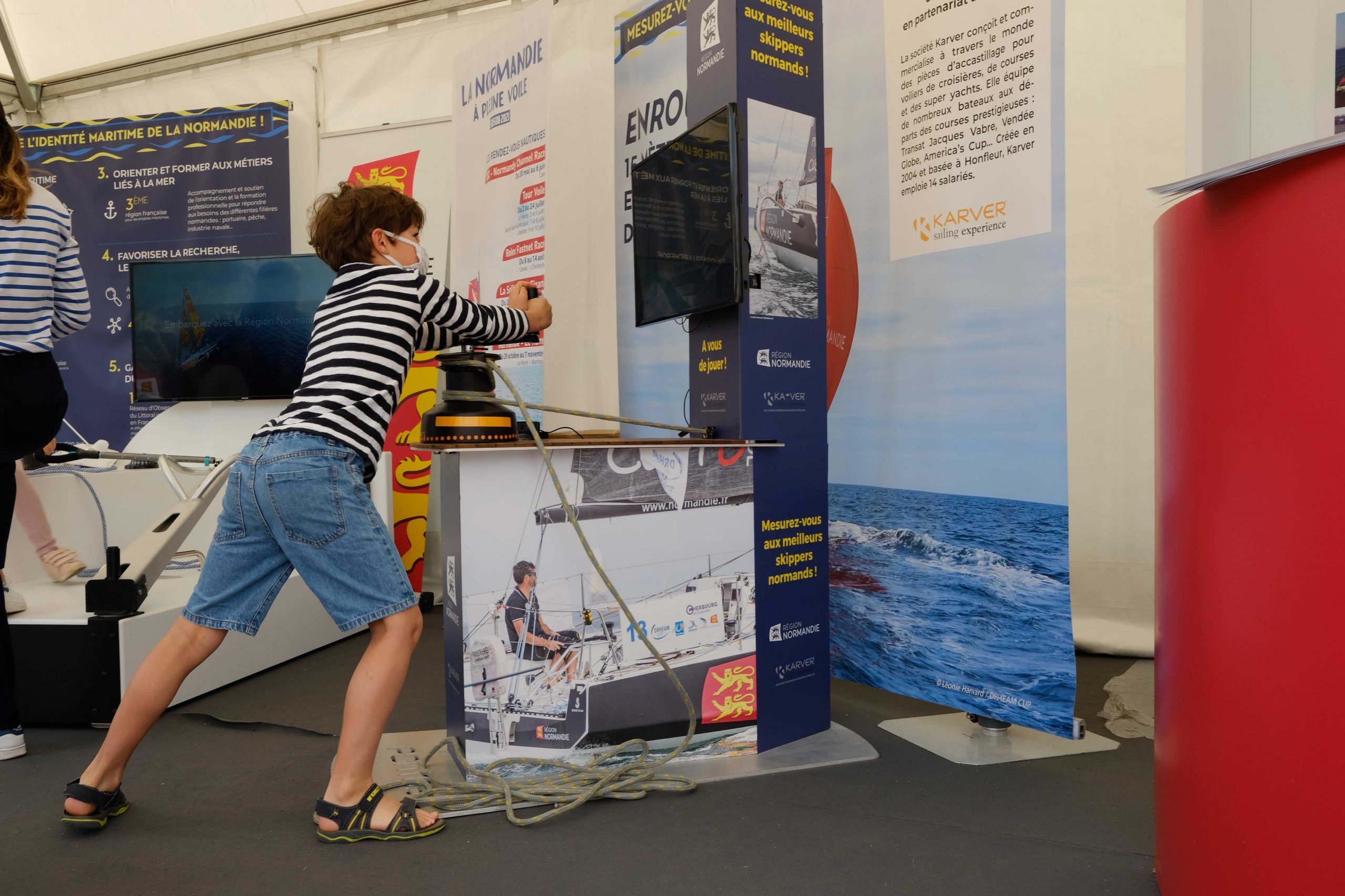 Conception et réalisation du stand Normandy Channel Race à Caen en 2021.